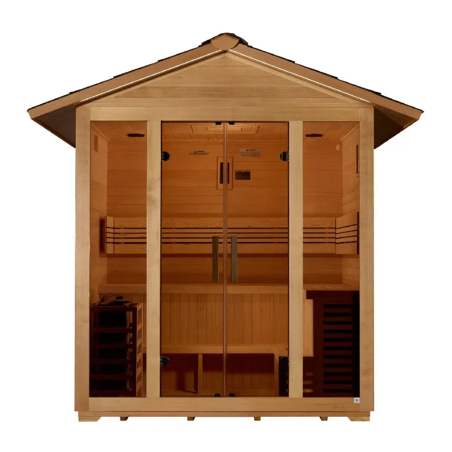 Golden Designs "Vorarlberg" 5 Person Traditional Outdoor Sauna -  Canadian Hemlock