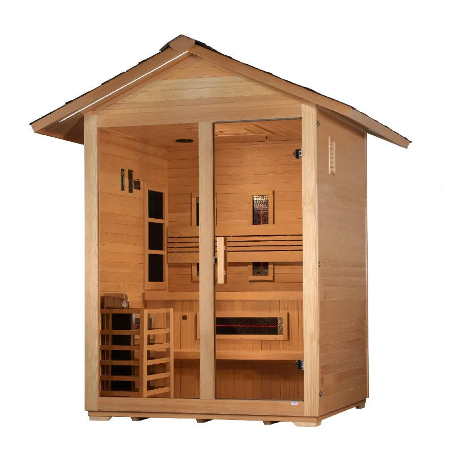 Golden Designs "Carinthia" 3 Person Hybrid Outdoor Sauna -  Canadian Hemlock