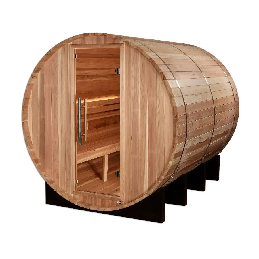Golden Designs "Klosters" 6 Person Barrel Traditional Sauna -  Pacific Cedar
