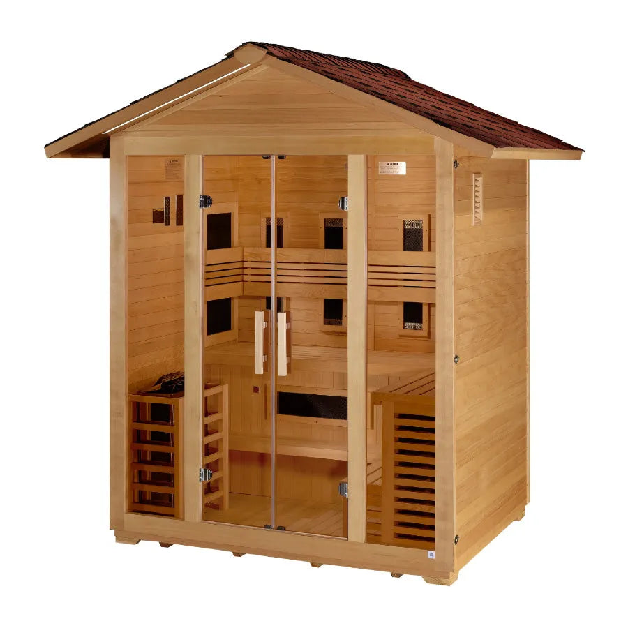 Golden Designs "Gargellen" 5 Person Hybrid Outdoor Sauna -  Canadian Hemlock