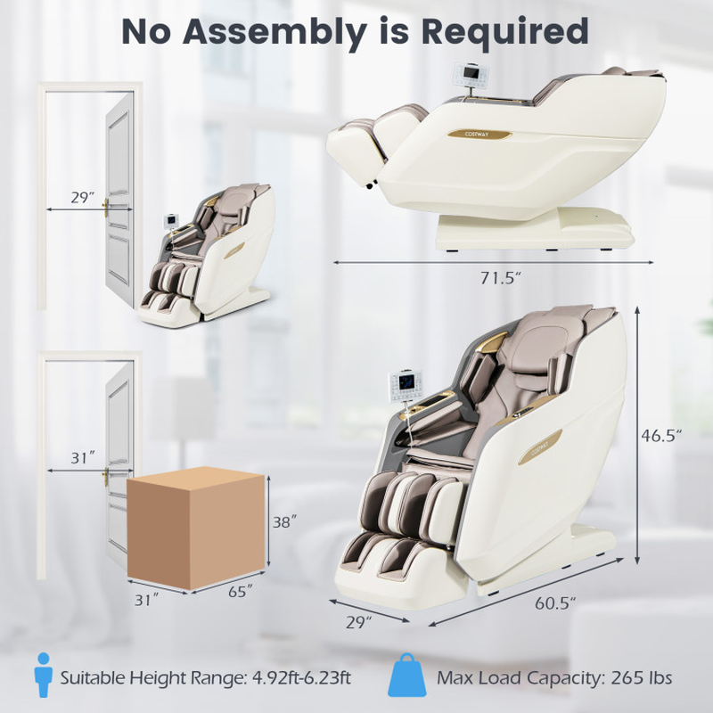 Therapy 36 3D SL-Track Massage Chair with Air Compression, Waist & Calf Heat, and Foot Rollers