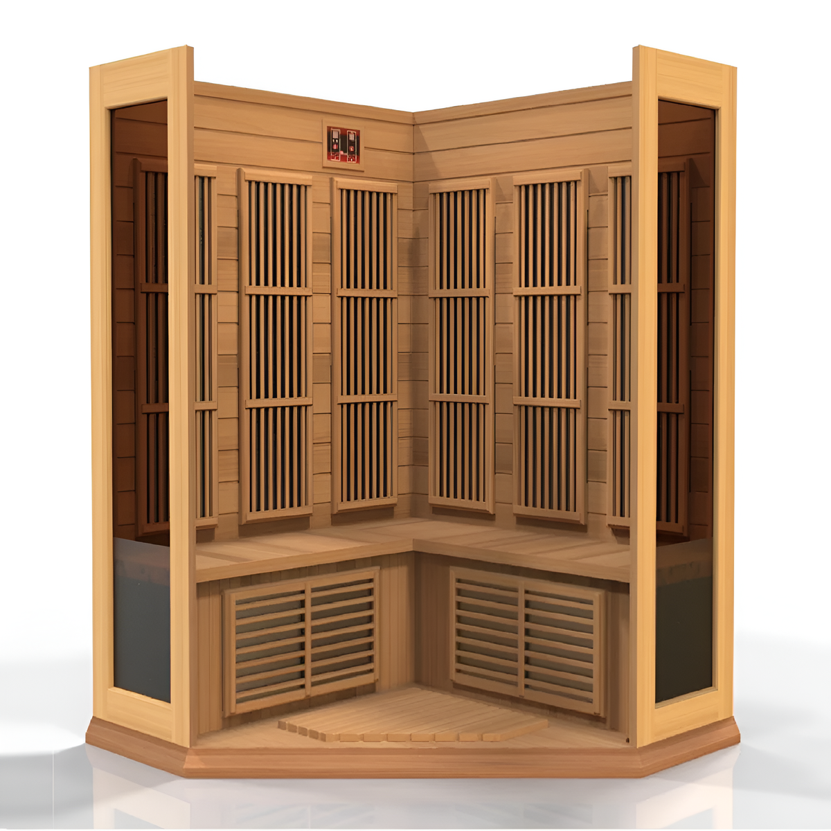3-Person Corner Low EMF FAR Infrared Sauna in Canadian Red Cedar