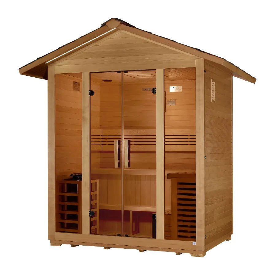 Golden Designs "Vorarlberg" 5 Person Traditional Outdoor Sauna -  Canadian Hemlock