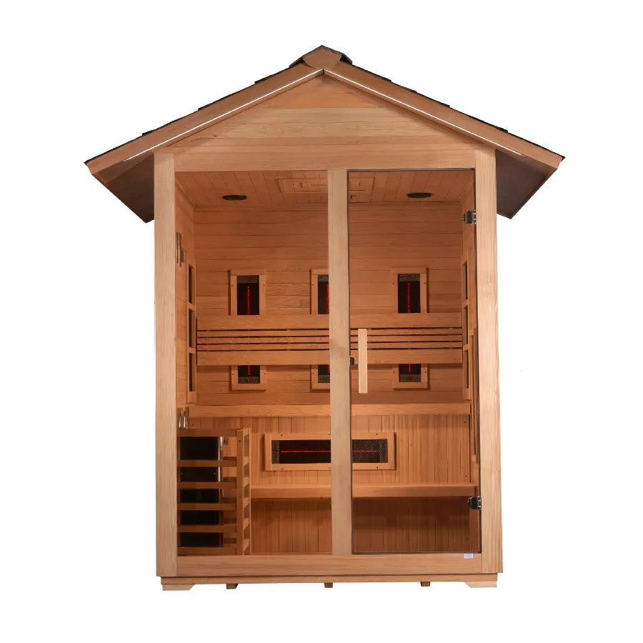Golden Designs "Carinthia" 3 Person Hybrid Outdoor Sauna -  Canadian Hemlock