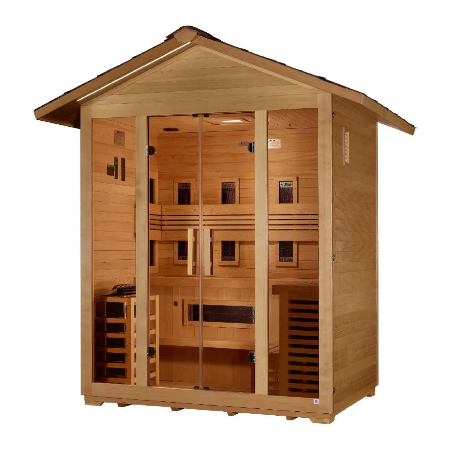 Golden Designs "Gargellen" 5 Person Hybrid Outdoor Sauna -  Canadian Hemlock