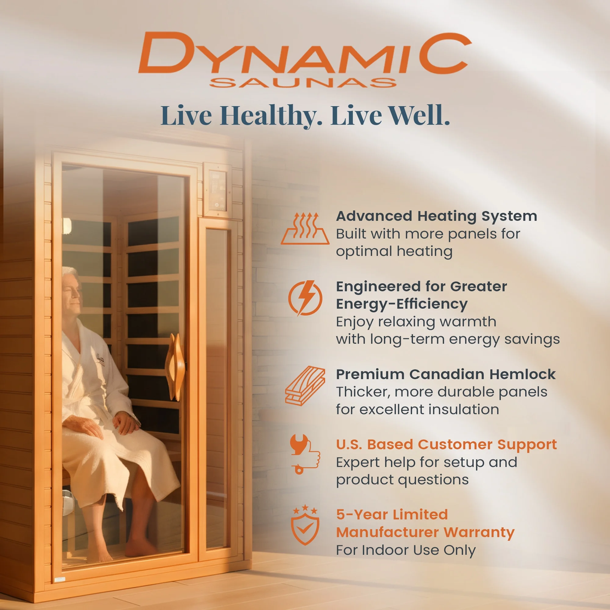 Barcelona 1- to 2-Person Low EMF FAR Infrared Home Sauna