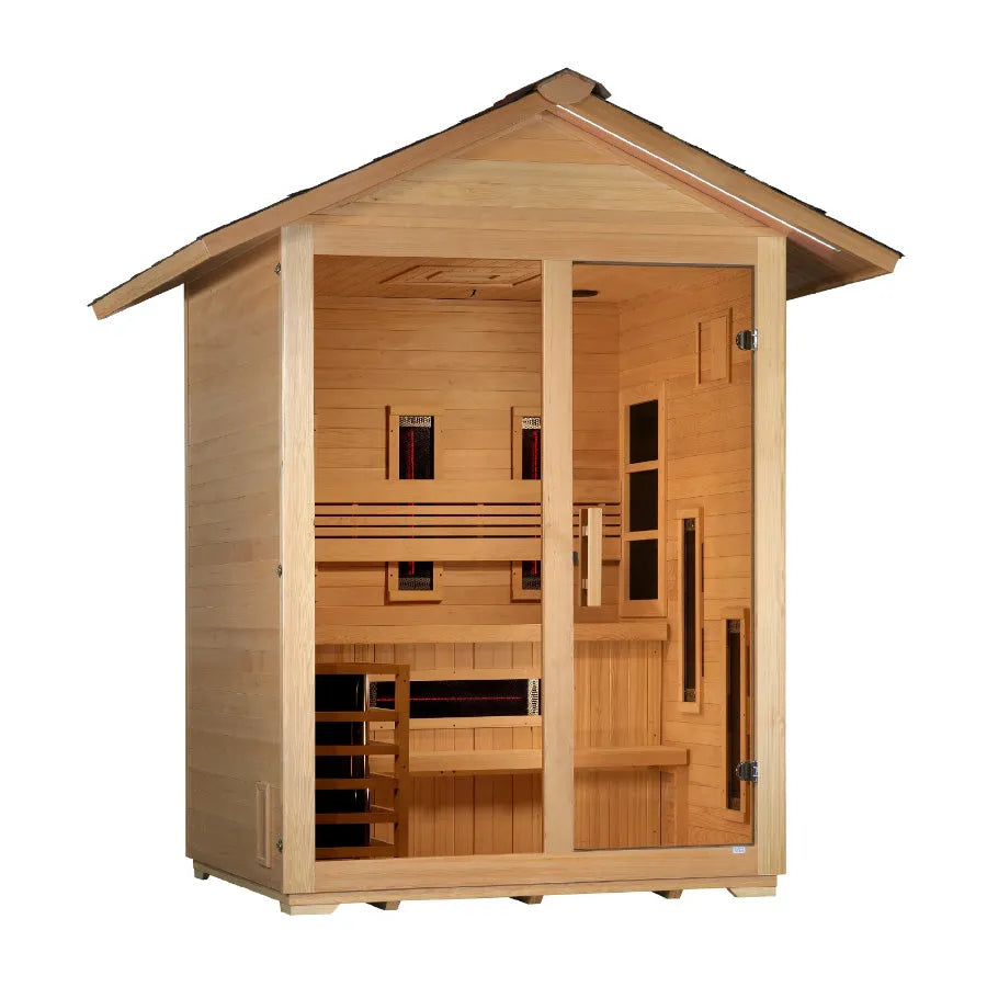 Golden Designs "Carinthia" 3 Person Hybrid Outdoor Sauna -  Canadian Hemlock