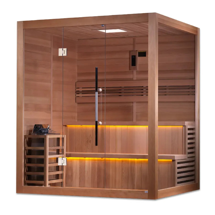 Golden Designs "Kuusamo Edition" 6 Person Indoor Traditional Sauna - Canadian Red Cedar