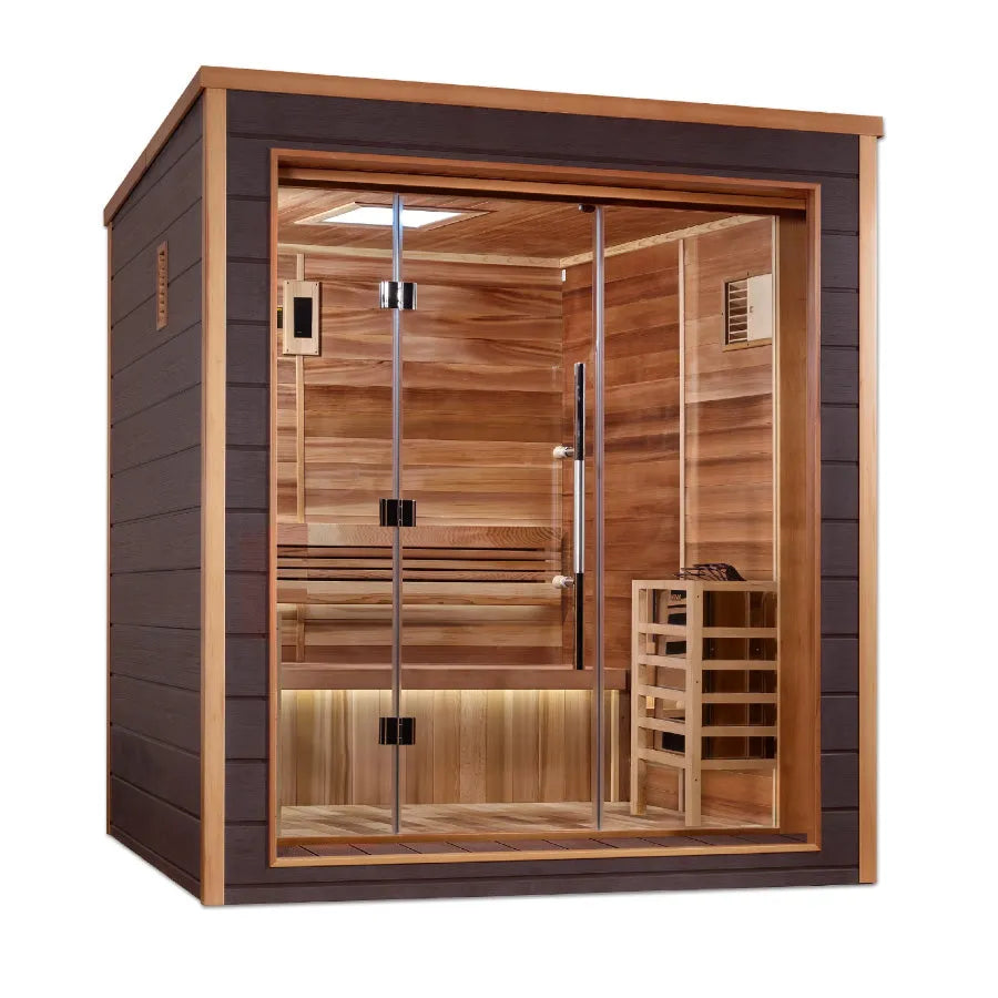 Golden Designs "Drammen" 3 Person Outdoor Traditional Sauna - Canadian Red Cedar