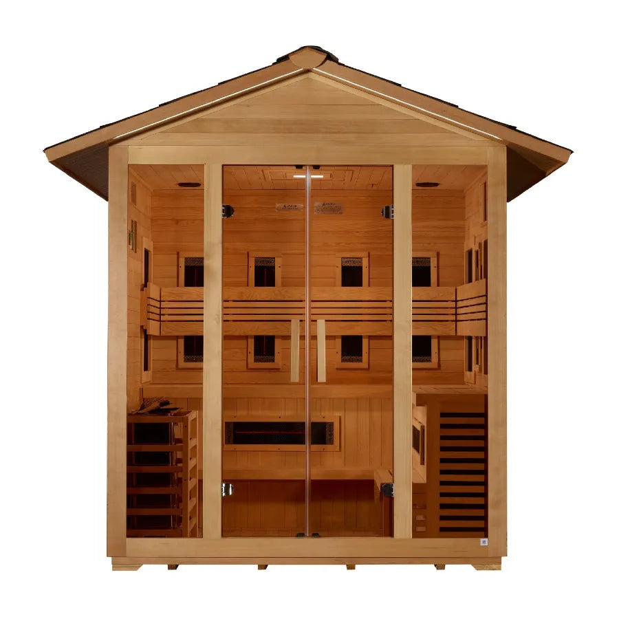 Golden Designs "Gargellen" 5 Person Hybrid Outdoor Sauna -  Canadian Hemlock