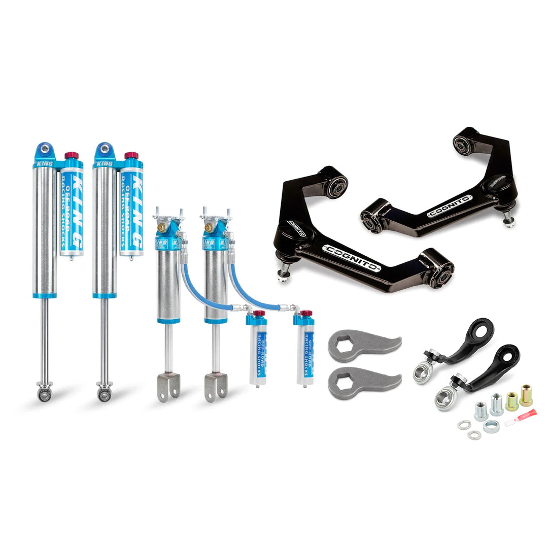 Cognito 3-Inch Elite Leveling Kit with King 2.5 Reservoir Shocks for 20-25 Silverado/Sierra 2500/3500 2WD/4WD (King Blue)