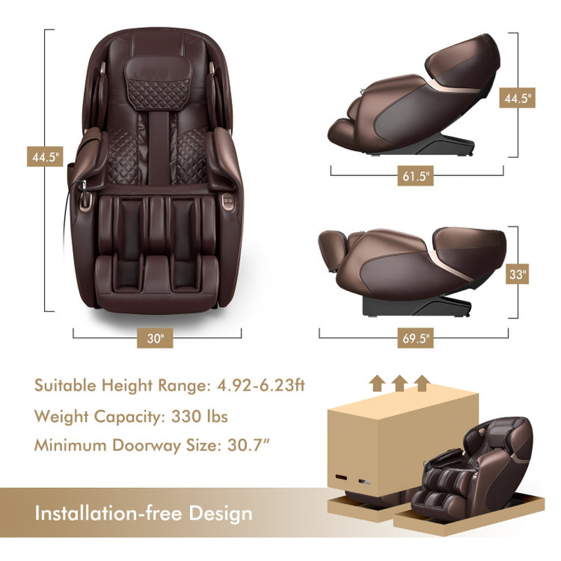 Zero Gravity Full-Body Massage Chair with SL Track, Stretching Mode, Heat, and Foot Rollers