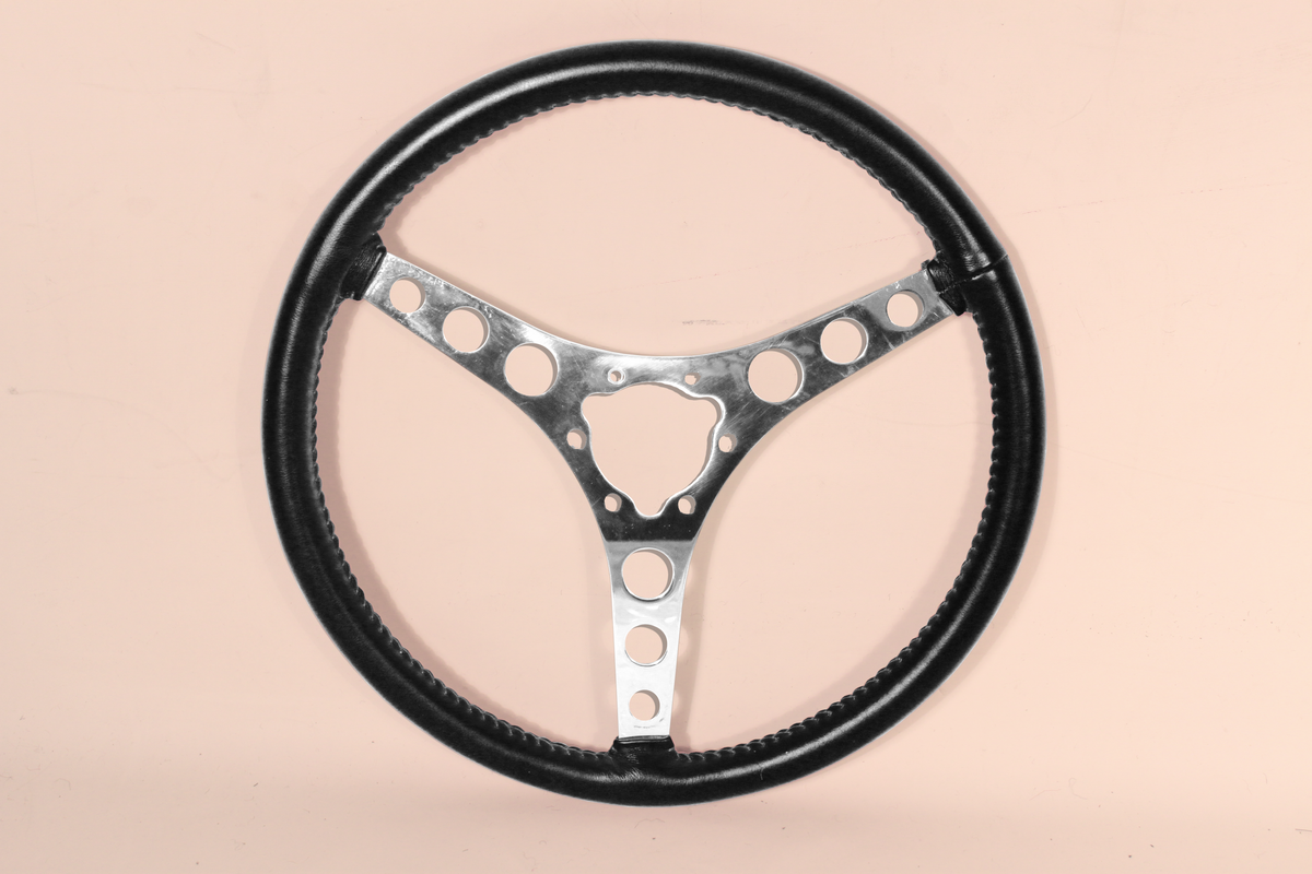 Chevrolet Corvette Leather Steering Wheel (15 Inch) (1953 / Brushed / Black)