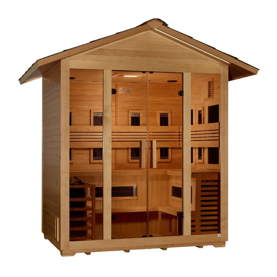 Golden Designs "Gargellen" 5 Person Hybrid Outdoor Sauna -  Canadian Hemlock