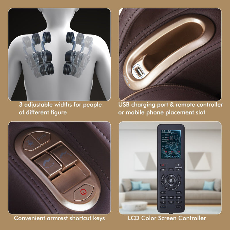 Zero Gravity Full-Body Massage Chair with SL Track, Stretching Mode, Heat, and Foot Rollers