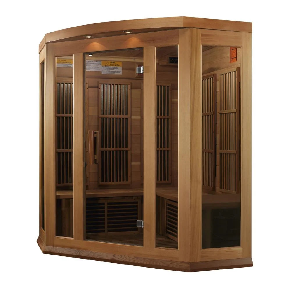 3-Person Corner Low EMF FAR Infrared Sauna in Canadian Red Cedar