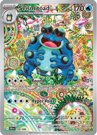Seismitoad 105/086  - Holofoil SV Black Bolt - Illustration Rare (Lightly Played)