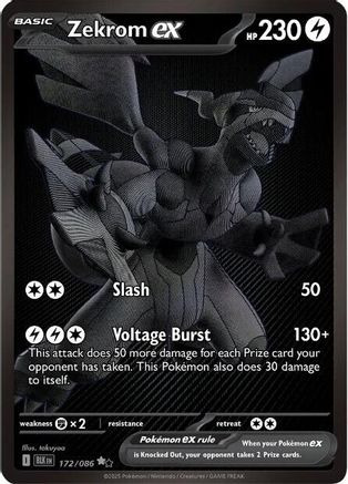 Zekrom ex 172/086  - Holofoil SV Black Bolt - Black White Rare (Lightly Played)