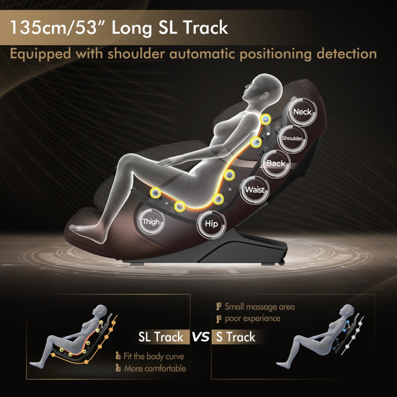 Zero Gravity Full-Body Massage Chair with SL Track, Stretching Mode, Heat, and Foot Rollers