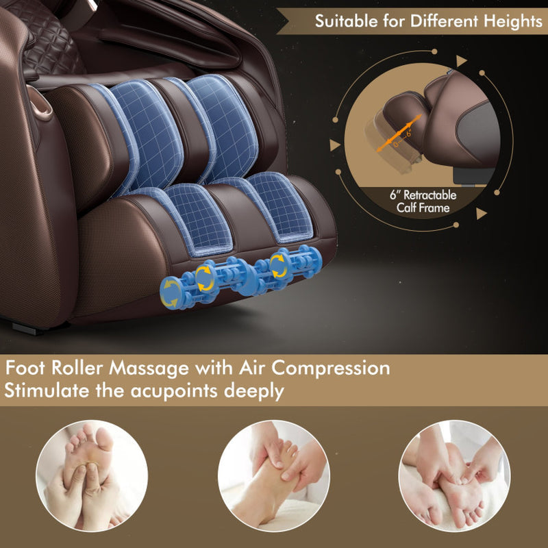 Zero Gravity Full-Body Massage Chair with SL Track, Stretching Mode, Heat, and Foot Rollers