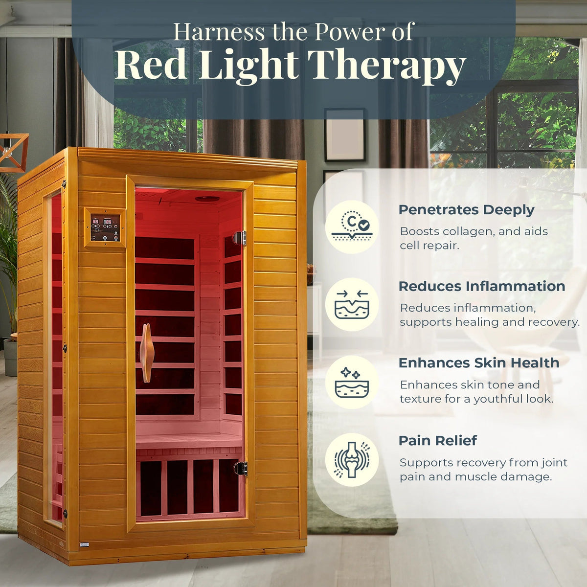 Andora 2-Person Low EMF FAR Infrared Sauna in Canadian Hemlock