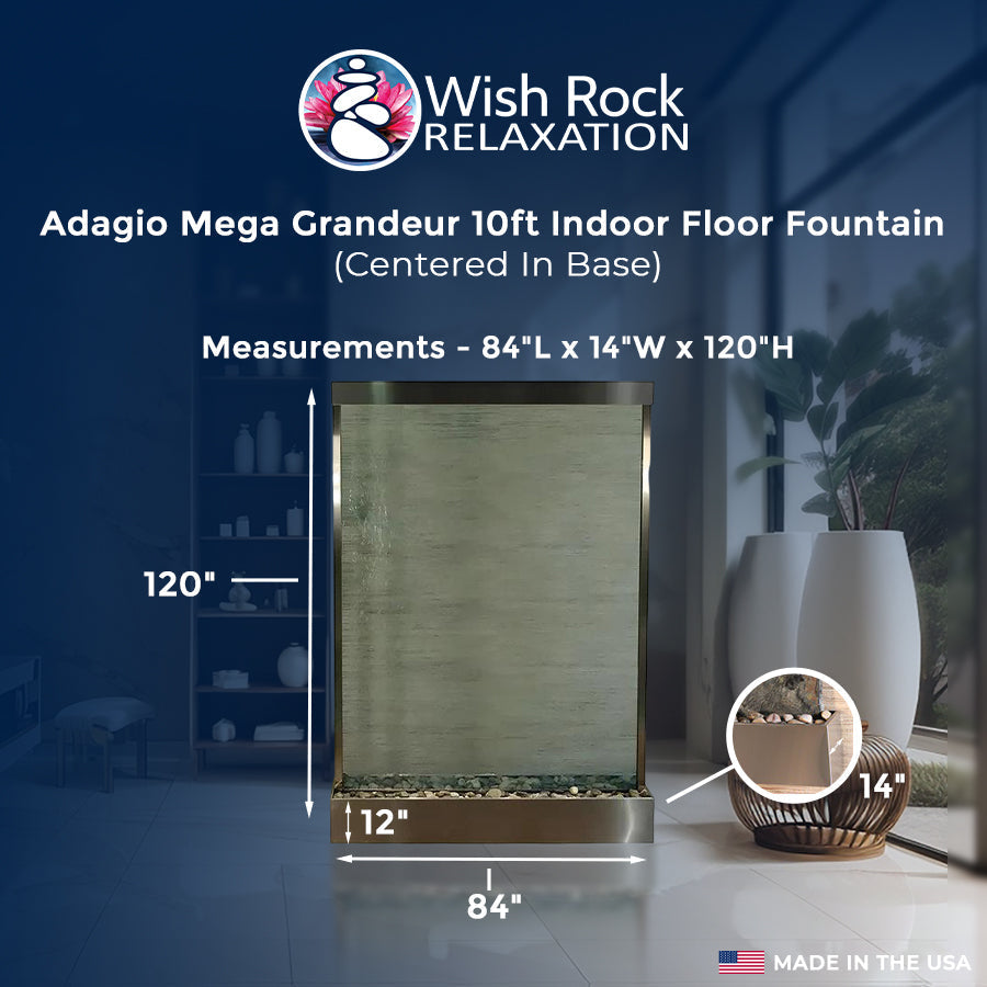 Adagio Mega Grandeur Floor Water Fountain (Centered) - 84"Wx120"Hx14"D