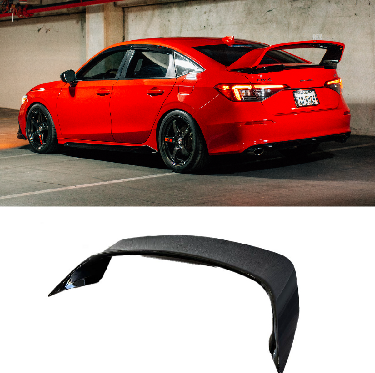 Epsilon+ Sport Wing for 22-26 Honda Civic Sedan [FE1/FE2] (Wingless / Generic Gloss Black)