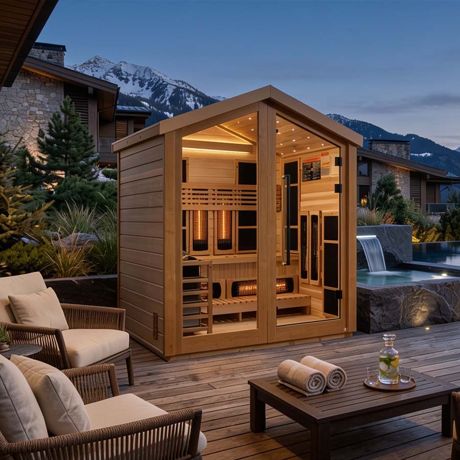 Golden Designs "Loviisa" 3 Person Hybrid Outdoor Sauna - Canadian Red Cedar