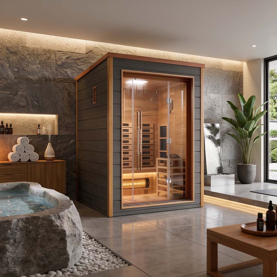 Golden Designs "Nora" 2 Person Hybrid Outdoor Sauna - Canadian Red Cedar