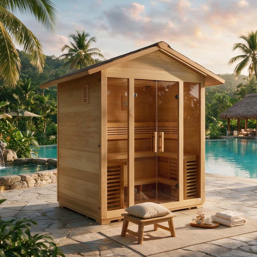 Golden Designs "Vorarlberg" 5 Person Traditional Outdoor Sauna -  Canadian Hemlock