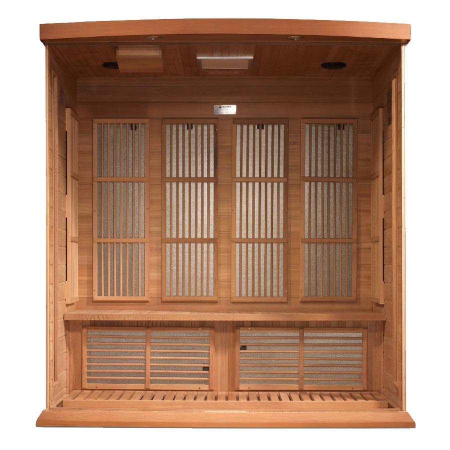 Maxxus "Chaumont Edition" 4-Person Corner Near Zero EMF FAR Infrared Sauna - Canadian Red Cedar