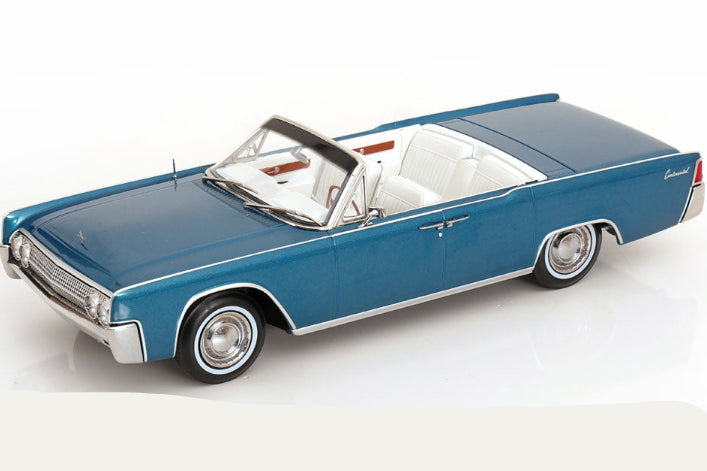 KK Scale 1963 Lincoln Continental Convertible Turquoise Blue 1:18