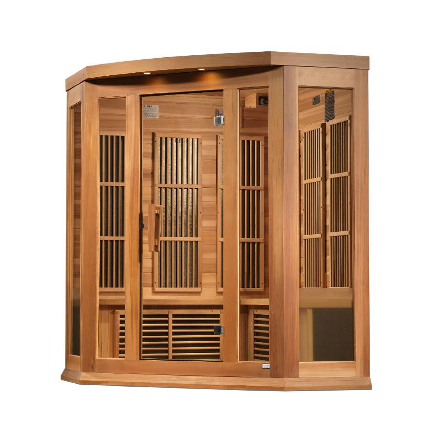 Maxxus "Avignon Edition" 3-Person Corner Near Zero EMF FAR Infrared Sauna - Canadian Red Cedar
