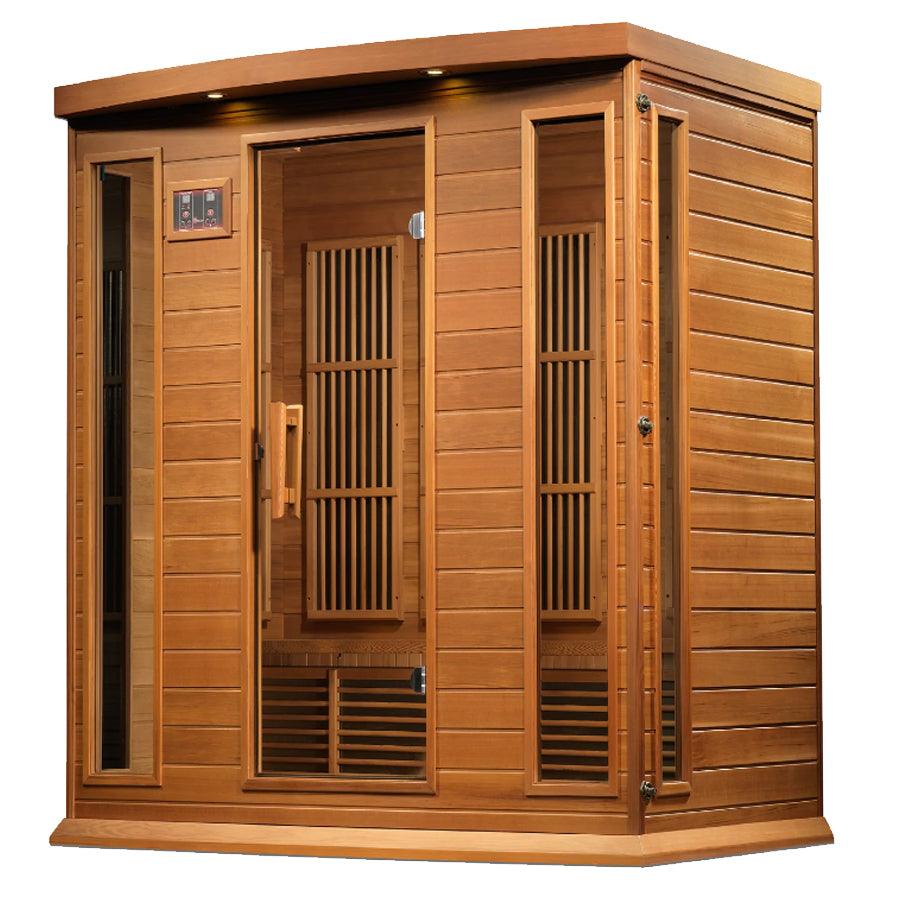 Maxxus "Chaumont Edition" 4-Person Corner Near Zero EMF FAR Infrared Sauna - Canadian Red Cedar