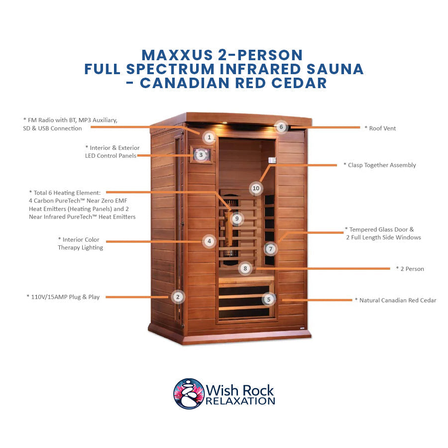 Maxxus 2-Person Full Spectrum Infrared Sauna - Canadian Red Cedar