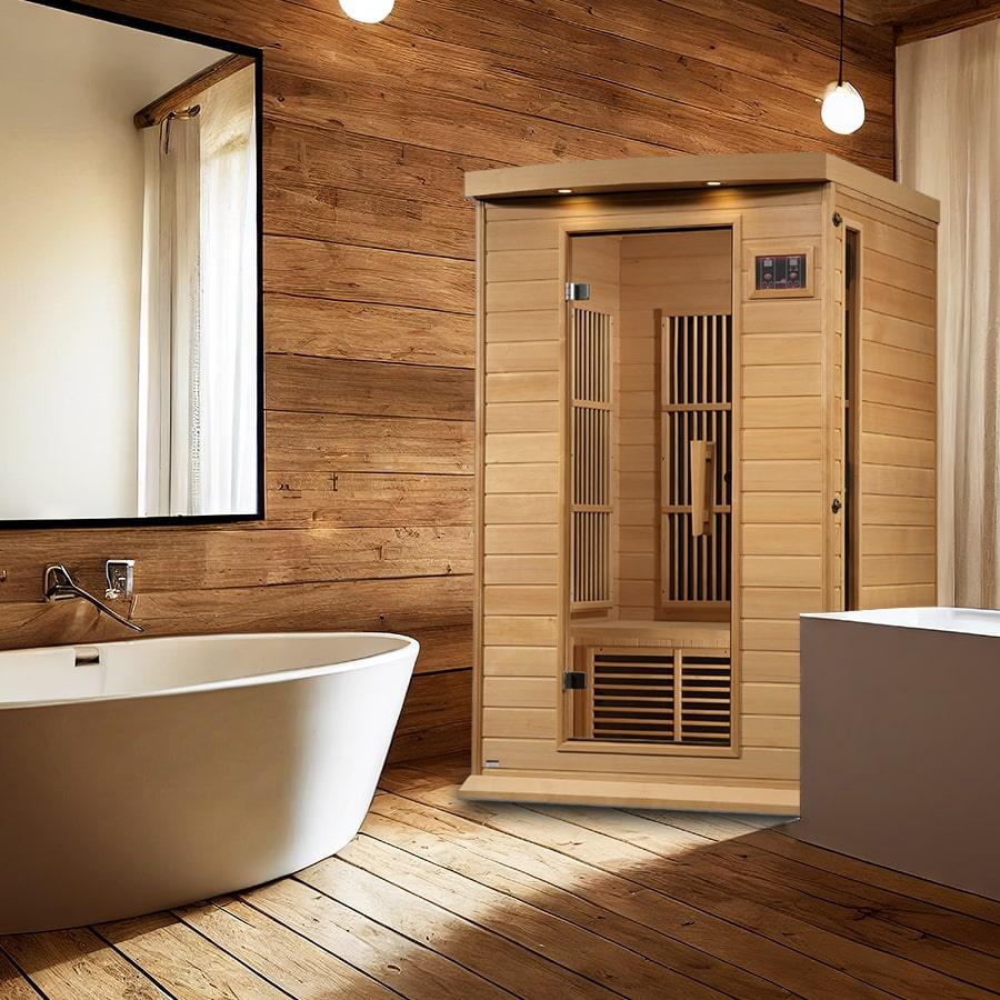 Maxxus 2 Person Low EMF FAR Infrared Sauna - Canadian Hemlock