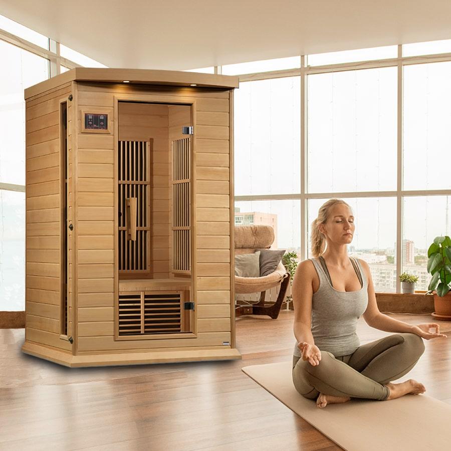 Maxxus 2 Person Low EMF FAR Infrared Sauna - Canadian Hemlock