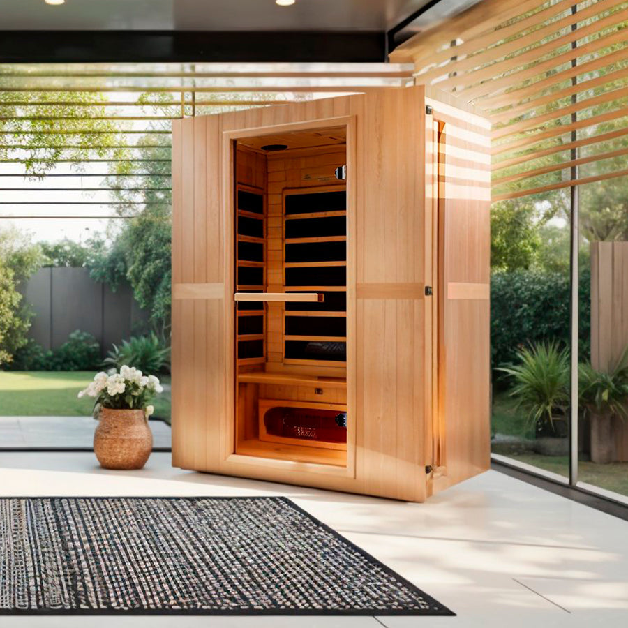 Maxxus "Serenity" Dual Tech 2-Person Low EMF FAR Infrared Sauna - Canadian Hemlock