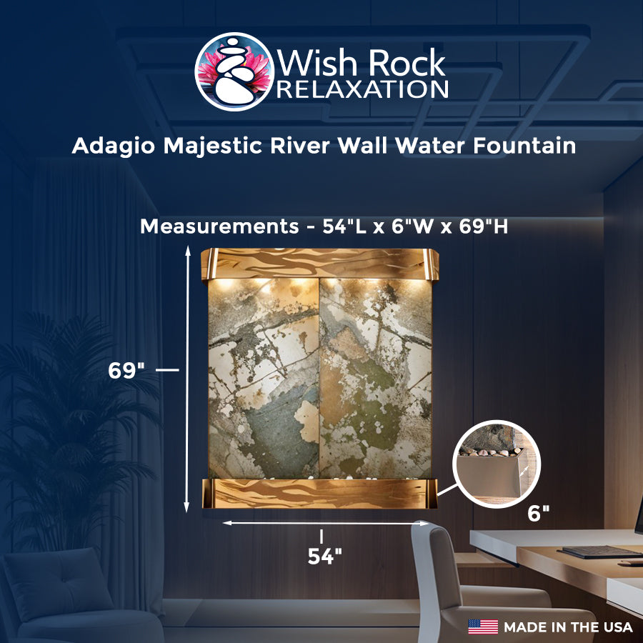 Adagio Majestic River Wall Water Fountain - 54"Wx69"Hx6"D