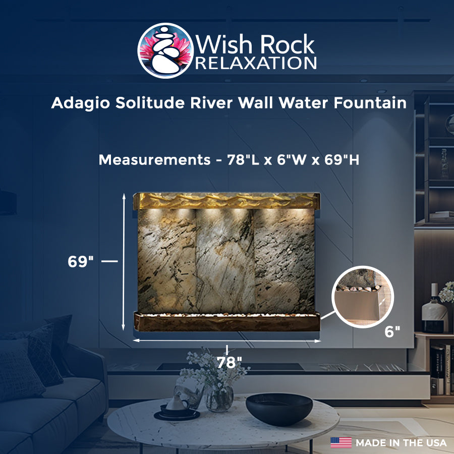 Adagio Solitude River Wall Mounted Water Fountain - 78"Wx69"Hx6"D