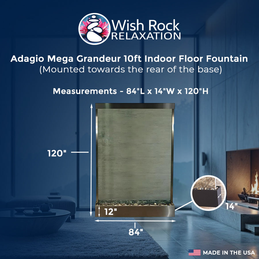 Adagio Mega Grandeur Floor Water Fountain (Rear Mount) - 120"Hx84"Wx14"D