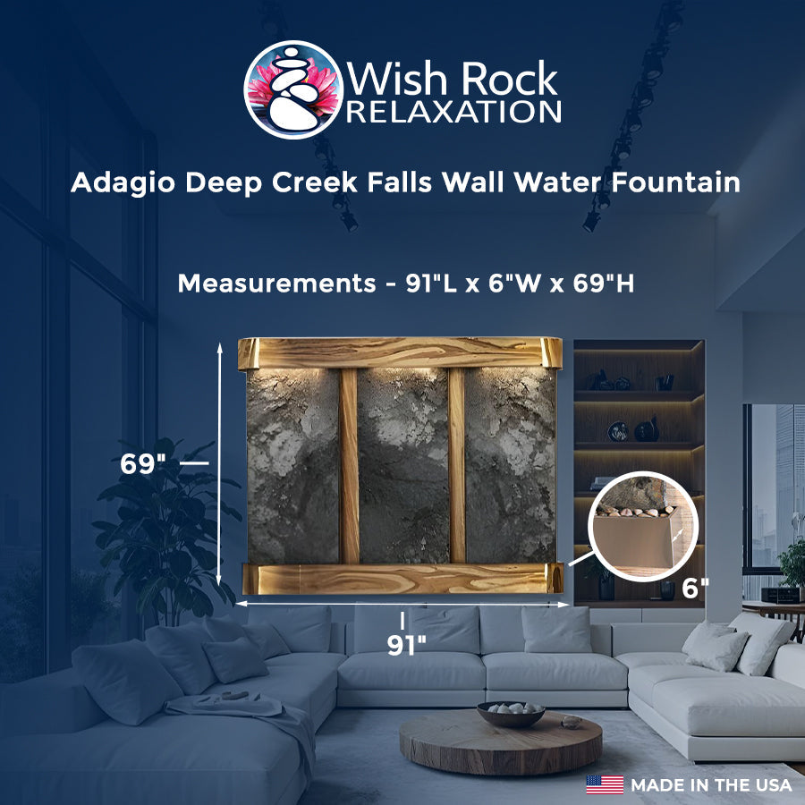 Adagio Deep Creek Falls Wall Water Fountain - 91'Wx69"Hx6"D