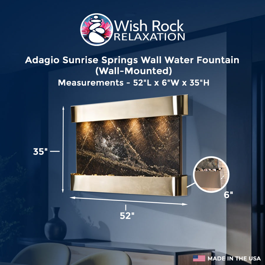 Adagio Sunrise Springs Wall Water Fountain - 52"Wx35"Hx6"D