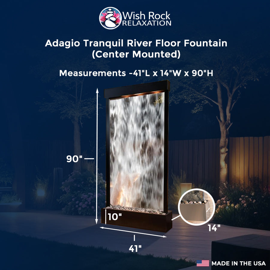 Adagio Tranquil River Floor Fountain (Center Mounted)-41"Wx90"Hx14"D