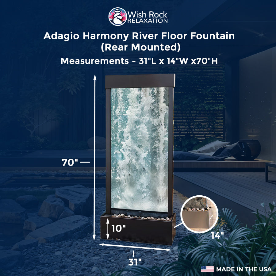 Adagio Harmony River Water Fountain (Rear Mount)-70"Hx31"Wx14"D