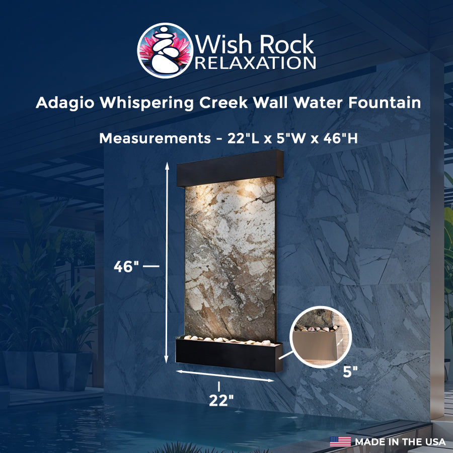Adagio Whispering Creek Wall Water Fountain - 22"Wx46"Hx5"D
