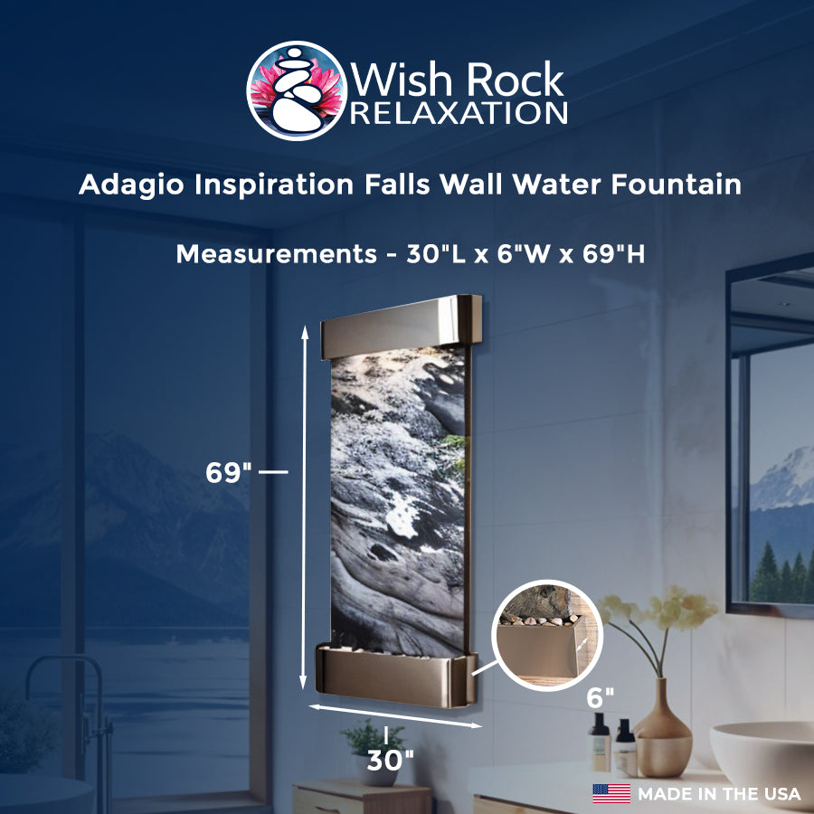 Adagio Inspiration Falls Wall Water Fountain - 69"Hx30"Wx6"D