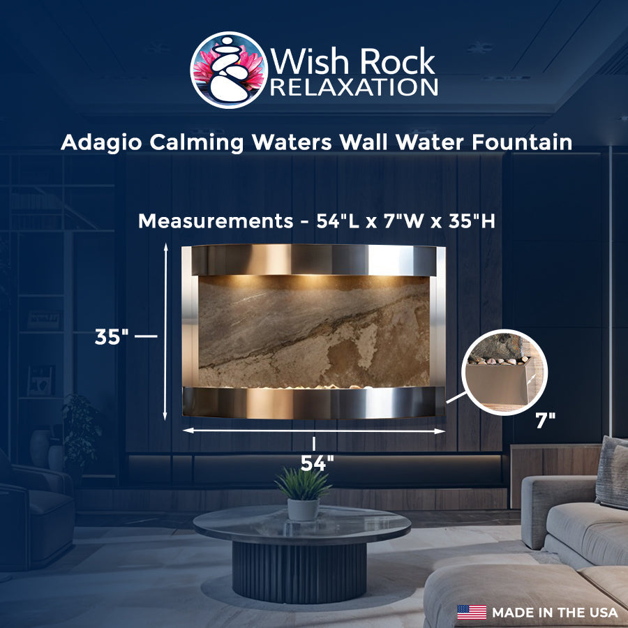Adagio Calming Waters Wall Water Fountain - 54"Wx35"Hx7"D