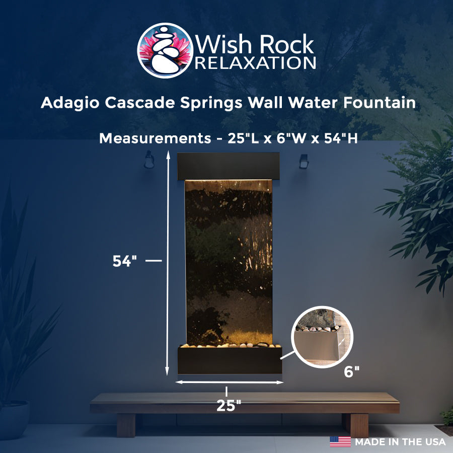 Adagio Cascade Springs Wall Water Fountain - 25"Wx54"Hx6"D
