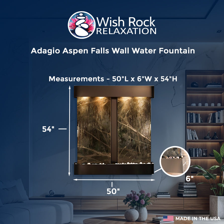 Adagio Aspen Falls Wall Water Fountain - 54"Hx50"Wx6"D